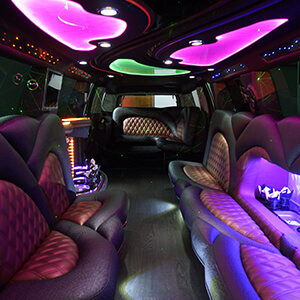 raleigh nc party bus interior neon lighting  