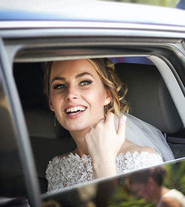 bride in limo